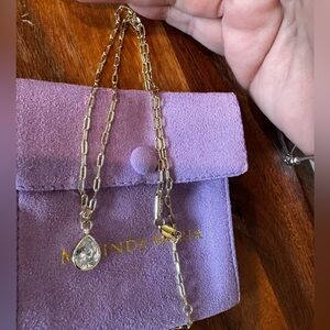 Melinda Maria Gold Chain Necklace with Crystal Pendant New in Pouch